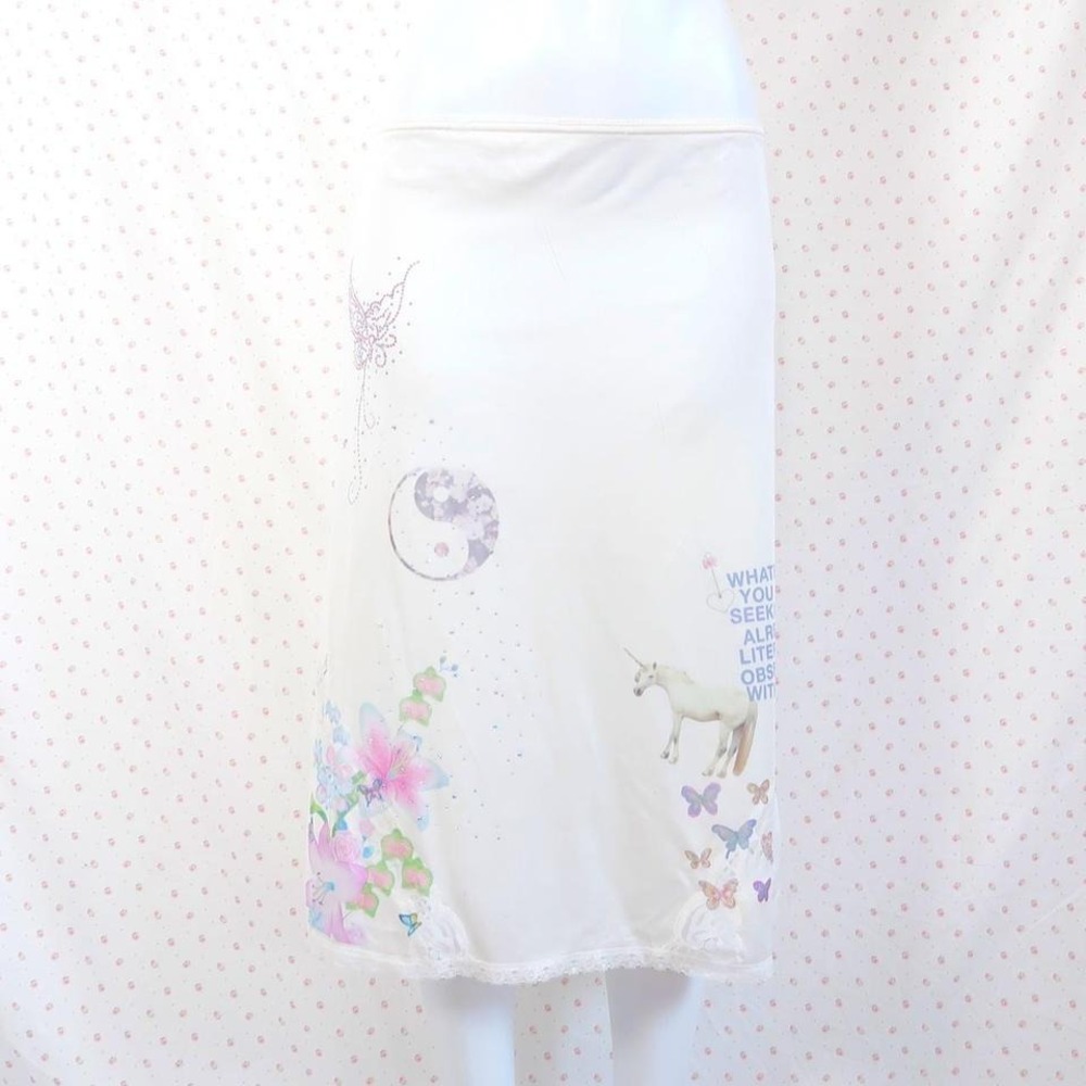 fairycore lace midi skirt y2k graphic slip skirt whimsigoth coquette 1/1 custom